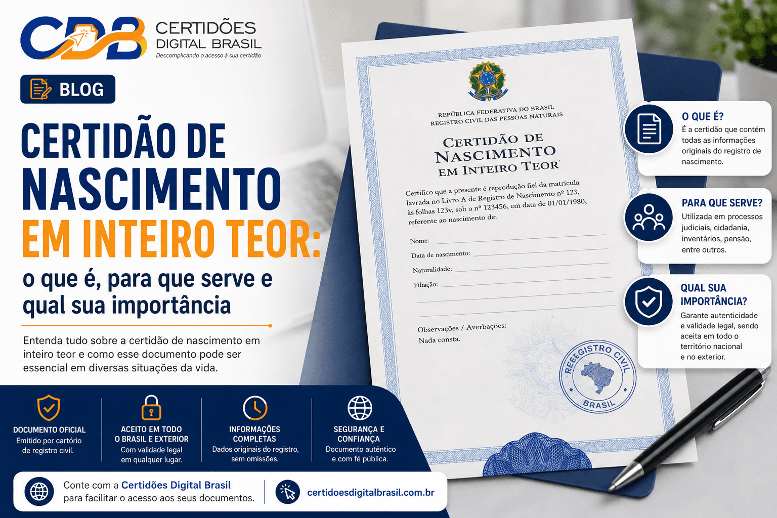 Certidão de Nascimento em Inteiro Teor: o que é, para que serve e qual sua importância