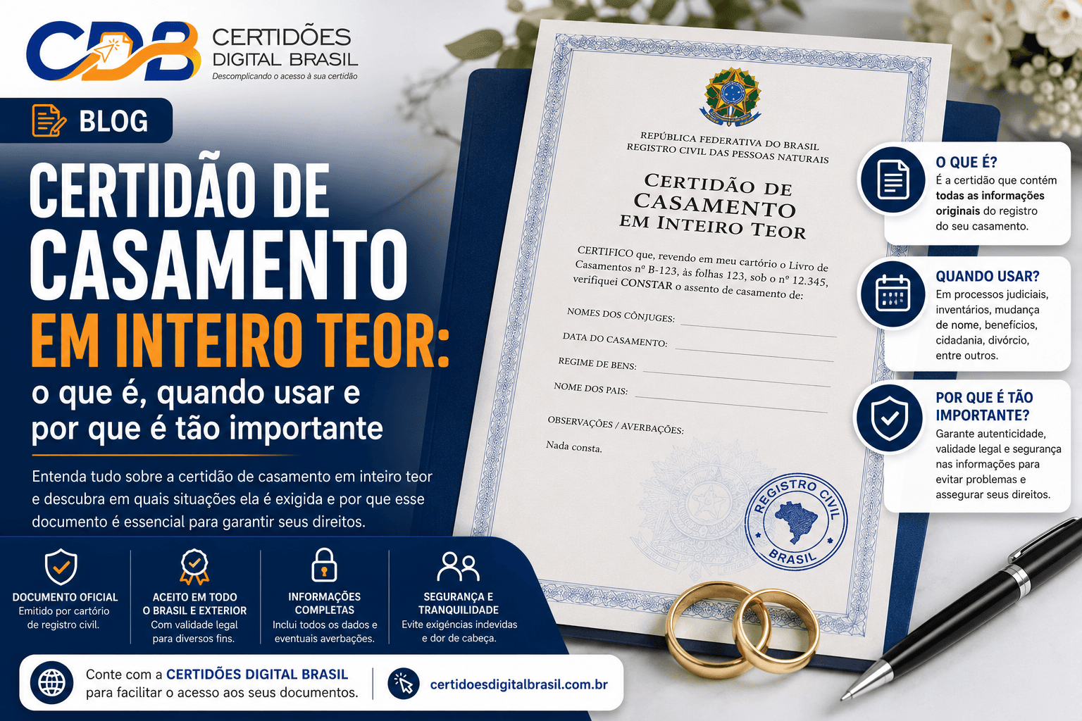 Certidão de Casamento em Inteiro Teor: o que é, quando usar e por que é tão importante